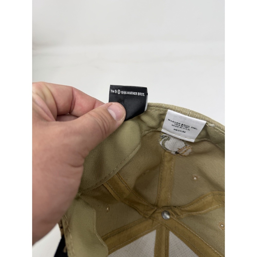 Vintage 1996 Warner Bros Marvin the Martian Hat Khaki Black Made in USA Medium - Picture 9 of 9